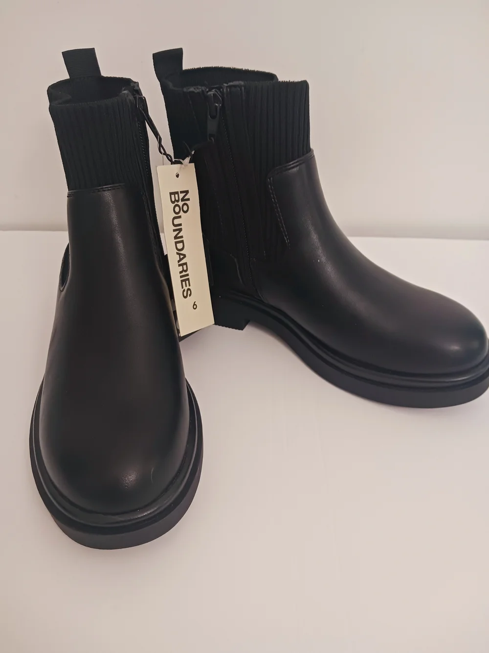 No Boundaries Black Rib-Knit Ankle Booties